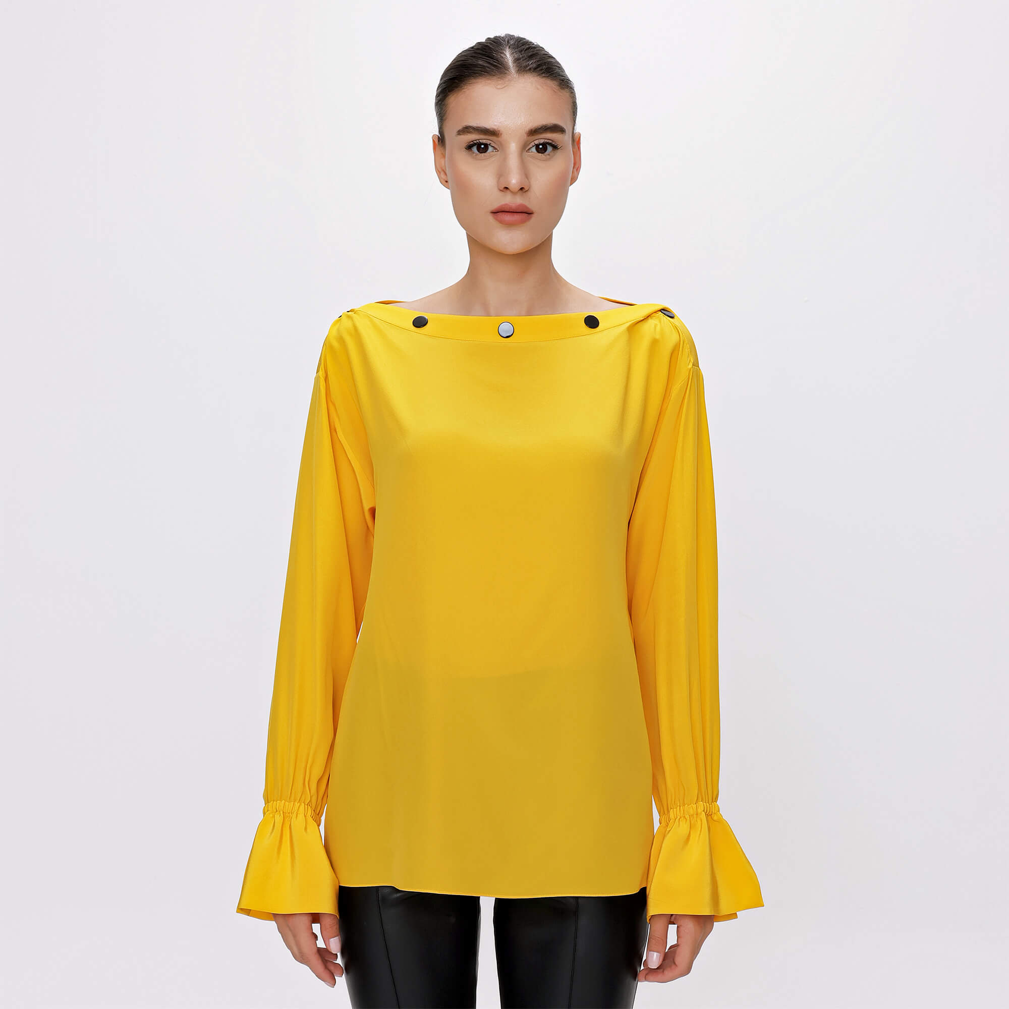 Emilio Pucci - Yellow Black Button Silk Blousses